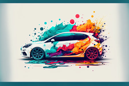 of vibrant hatchback automobile illustrationsの素材
