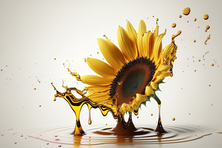 splash of sunflower oil on a white backgroundの素材