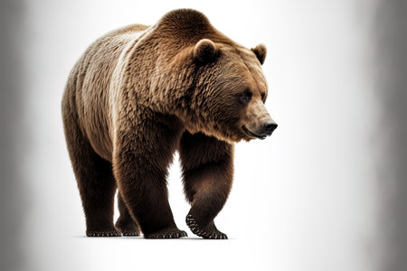 Grizzly bear on a white backdropの素材