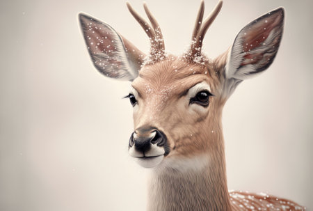 a sweet deer on a backdrop of whiteの素材