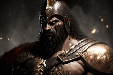 Greek god of war Ares, shown here looking for a fightの素材