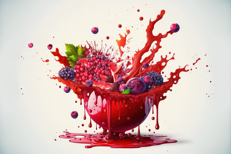 Isolated berry juice and red compote splashesの素材