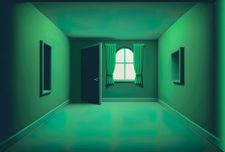a room with a green gradient abstract backdrop and room for your text and imageの素材
