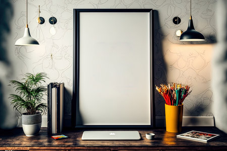 mock up poster frame with a hipster themed interior with a Scandinavian design,の素材