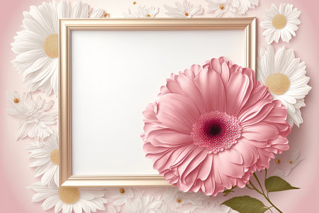 feminine pink flower backdrop with a frameの素材
