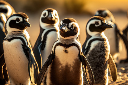 Stunning image of the bunch of african penguinsの素材