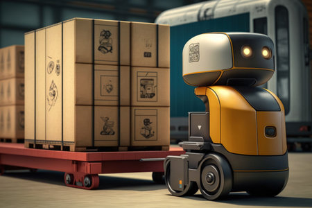 automatic loading of boxes by a guided vehicleの素材