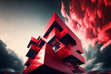 sky, a red structure in the abstract, andの素材