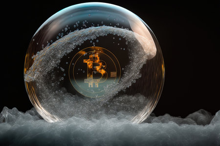 The value of bitcoin is decreasing, and there is a cryptocurrency bubbleの素材