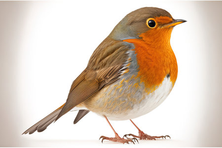 Robin (Erithacus rubecula) isolated on white backgroundの素材