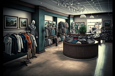 interior of a clothing store in a mallの素材