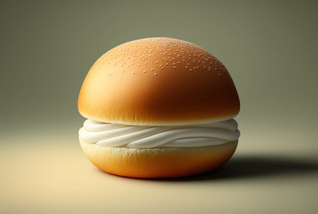 a bun with a white area, like a hamburgerの素材