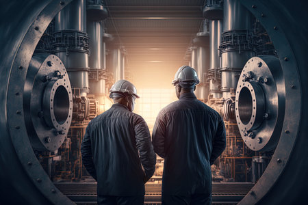experienced engineers in an engineering factoryの素材