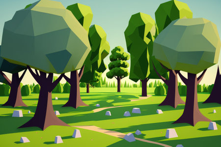 Park trees that are green and sunshineの素材
