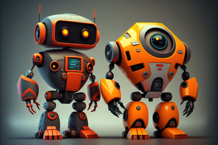 Robotic cartoon characters from the field of artificial intelligenceの素材