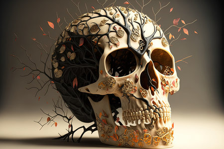 Skull and bone decorations for Halloweenの素材