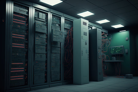 servers in the equipment roomの素材