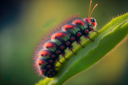 Close up on beautiful caterpillar of butterflyの素材