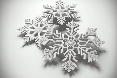 isolated snowflakes on a white backdropの素材