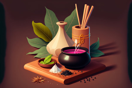 Natural spa components and fragrant incenseの素材