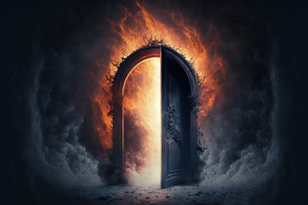 Portal to heaven and hell in the mind. Idea for a religious themeの素材