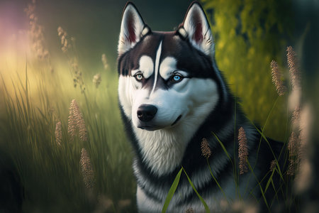 Siberian Husky dog in the wild, beautifulの素材