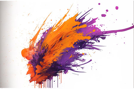 strokes in orange and violet On a white backdrop, there is a watercolor stainの素材