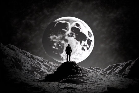 solitary moon drawingの素材