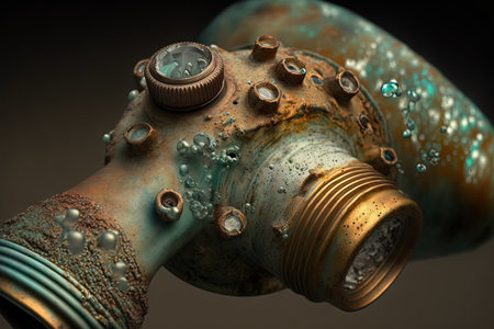 Rust and hard water buildup on the shower faucetの素材