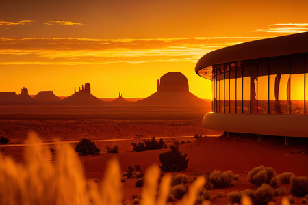 Orange dawn in the visitor center at Monument Valley National Parkの素材