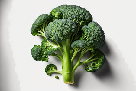 Broccoli on a white backdrop.の素材