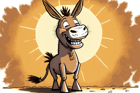 charming cartoon drawing of a donkeyの素材