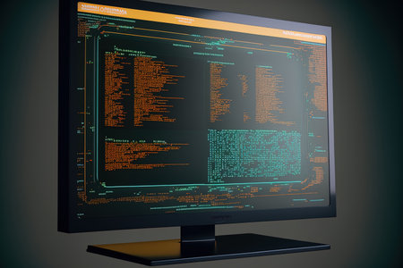 programming software for modern applications on a computer screenの素材