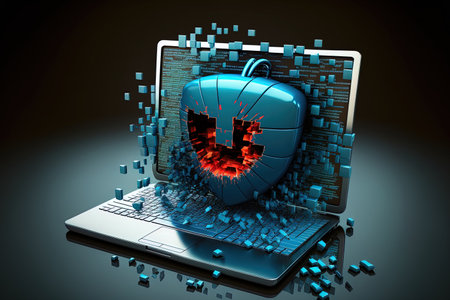 picture of the threat of a cyberattack. blended mediaの素材