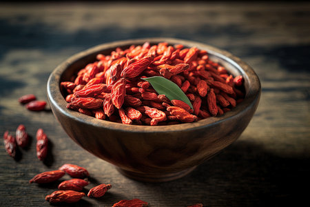Goji berries in a bowlの素材