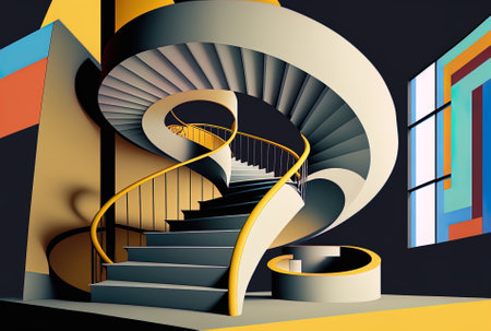 spiral stairway in a contemporary structureの素材