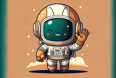 cute spaceman waving his hands. Spaceman icon designの素材