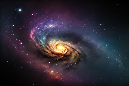 a view of the galaxy in the cosmos, showing stars and space dustの素材