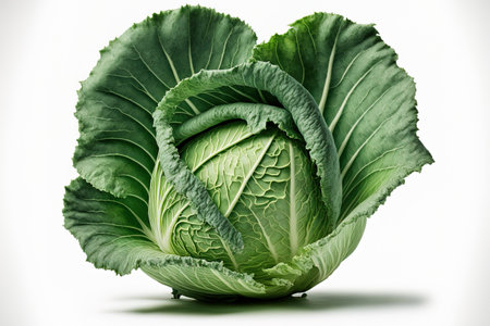 cabbage in green, isolated on a white backdropの素材