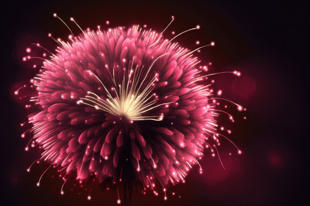 On July 4th, pretty pink fireworks were lit offの素材