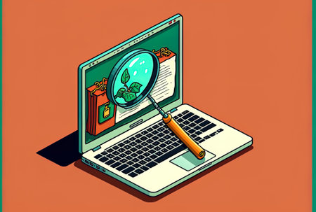 magnifying glass attached to a laptopの素材