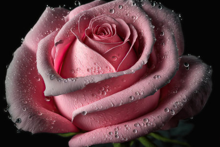 the background of a pink rose with a raindrop of waterの素材