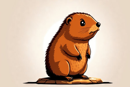 Groundhog on a white backdropの素材