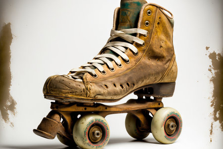 A worn out, vintage consumed roller skate.の素材