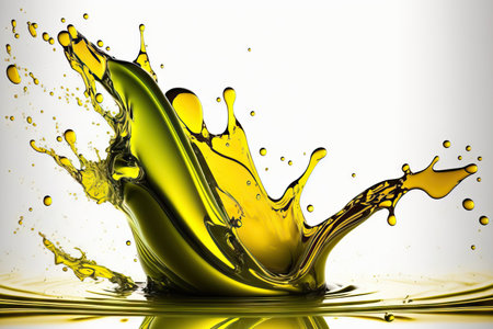 Splash of olive oil over a white background, isolatedの素材