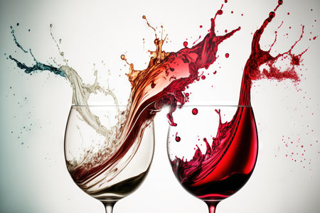 White and red wines mix diagonallyの素材
