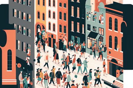 Illustration of the notion of city lifeの素材