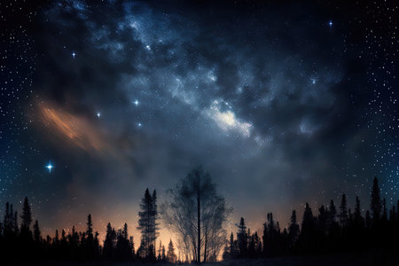 nighttime sky with starsの素材