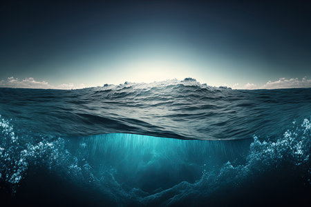 image of the surface of the sea in the backgroundの素材