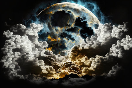 Moon is full in the night skyの素材